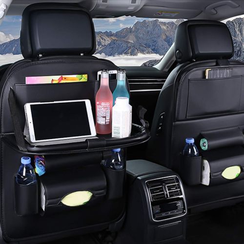  Ergocar Car Back Seat Organiser Kick Mats Luxury PU Leather with Foldable Tablet Holder Car...