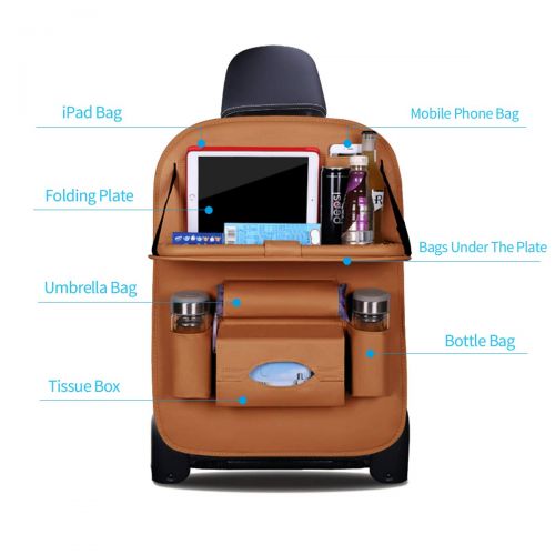  Ergocar Car Back Seat Organiser Kick Mats Luxury PU Leather with Foldable Tablet Holder Car...