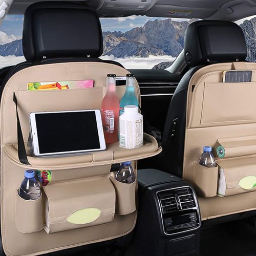  Ergocar Car Back Seat Organiser Kick Mats Luxury PU Leather with Foldable Tablet Holder Car...