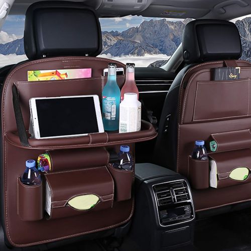  Ergocar Car Back Seat Organiser Kick Mats Luxury PU Leather with Foldable Tablet Holder Car...