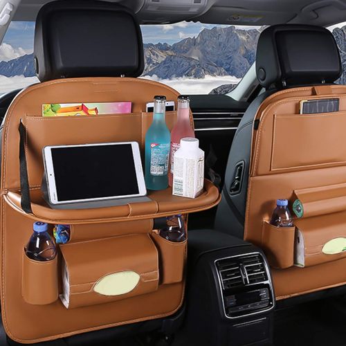  Ergocar Car Back Seat Organiser Kick Mats Luxury PU Leather with Foldable Tablet Holder Car...