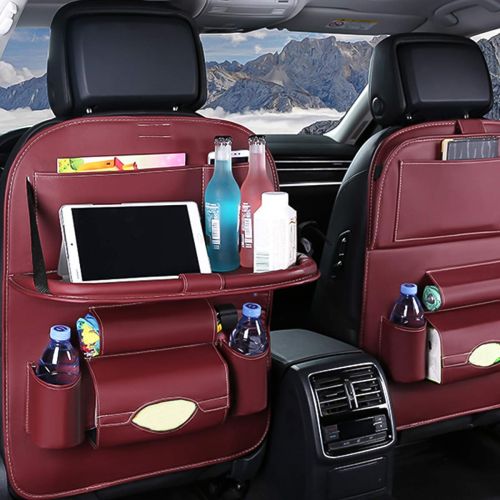  Ergocar Car Back Seat Organiser Kick Mats Luxury PU Leather with Foldable Tablet Holder Car...