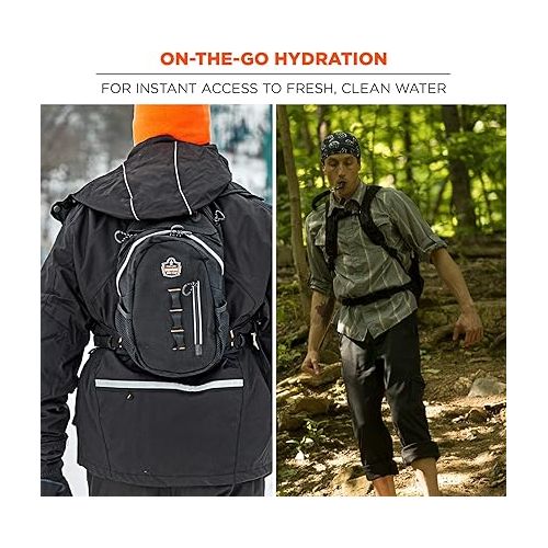  Ergodyne Chill-Its 5157 Hydration Backpack, High Visibility Reflective Cargo Pack with Storage, 3 Liter Bladder, Breakaway Shoulder Straps