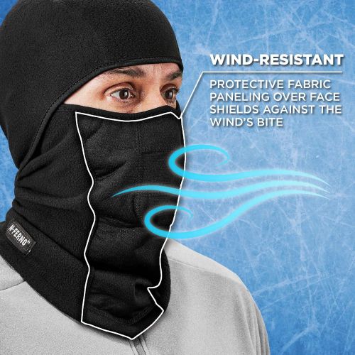  [아마존베스트]Ergodyne N-Ferno 6823 Winter Balaclava Ski Mask, Wind-Resistant Face Mask, Thermal Fleece, Black