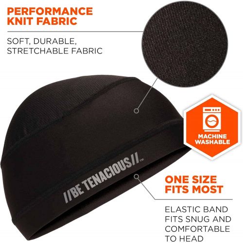  Ergodyne - 12686 Chill Its 6632 Cooling Skull Cap, Sweat Wicking Helmet Liner, UPF 50 Sun Protection Black