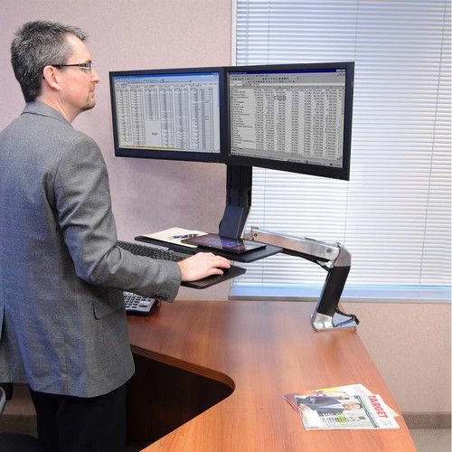  Ergotron WorkFit-A Dual-Display Workstation with Work Surface