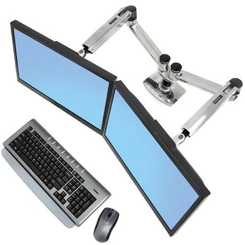  Ergotron LX Dual Desk Mount Side-by-Side Arm (Polished Aluminum)