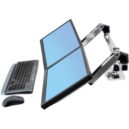  Ergotron LX Dual Desk Mount Side-by-Side Arm (Polished Aluminum)