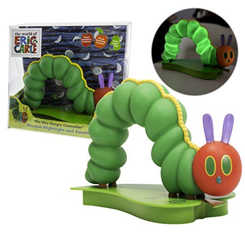  SCS Direct Musical Nightlight and Baby Sleep Soother - Eric Carles The Very Hungry Caterpillar Touch Activated Night Light - 4 Modes of Light and Sound