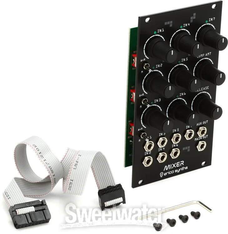  Erica Synths Drum Mixer Seven Input Mixer Eurorack Module with Vactrol Compressor and Assignable Aux Send