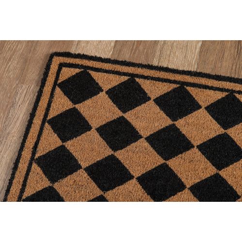  Erin Gate by Momeni Erin Gates Park Collection Harlequin Hand Woven Natural Coir Doormat 16 X 26, Black