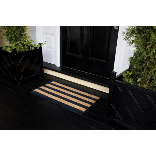  Erin Gate by Momeni Erin Gates Park Collection Stripe Hand Woven Natural Coir Doormat 16 X 26, Black