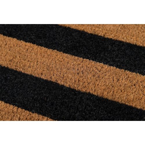  Erin Gate by Momeni Erin Gates Park Collection Stripe Hand Woven Natural Coir Doormat 16 X 26, Black