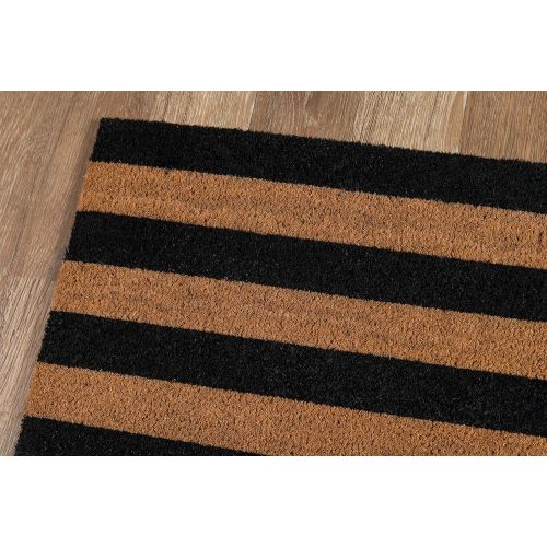  Erin Gate by Momeni Erin Gates Park Collection Stripe Hand Woven Natural Coir Doormat 16 X 26, Black