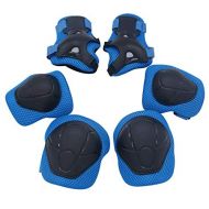 Erioctry Pack of 6PCS Unisex Protective Pads Set- Adjustable Knee Elbow Wrist Safety Protective Gear Pad for Skateboard Cycling Roller Skating and Other Outdoor Sports (48-54cm,Fit for 4-8