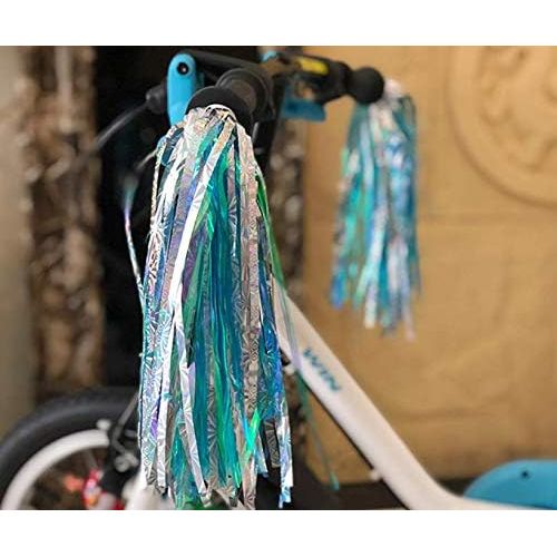  erioctry Kids Children Scooter Bike Handlebar Colourful Streamers Pom-pom Pair Bicycle Grips Sparkle Tassel Ribbon Baby Carrier Accessories