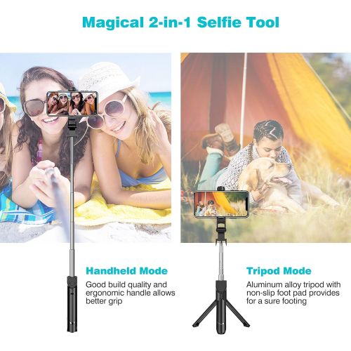  [아마존베스트]Erligpowht Selfie Stick, Extendable Selfie Stick Tripod with Detachable Wireless Remote and Tripod Stand Selfie Stick for iPhone X/iPhone 8/8 Plus/iPhone 7/7 Plus, Galaxy S9/S9 Plus/S8/S8 Plu