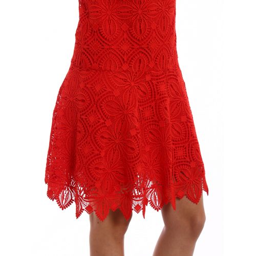  Ermanno Scervino Red macrame lace sleeveless dress