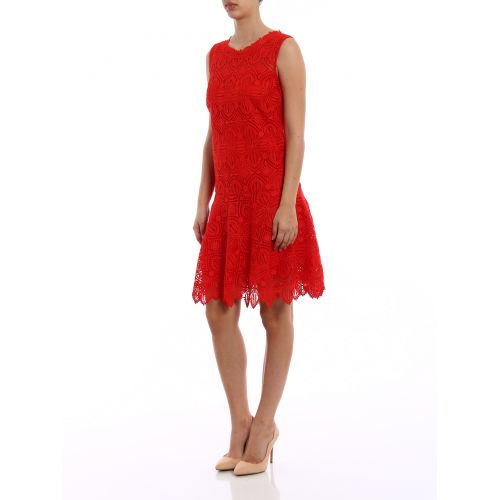  Ermanno Scervino Red macrame lace sleeveless dress