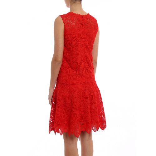  Ermanno Scervino Red macrame lace sleeveless dress