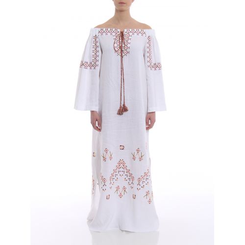  Ermanno Scervino Embroidered linen kaftan dress