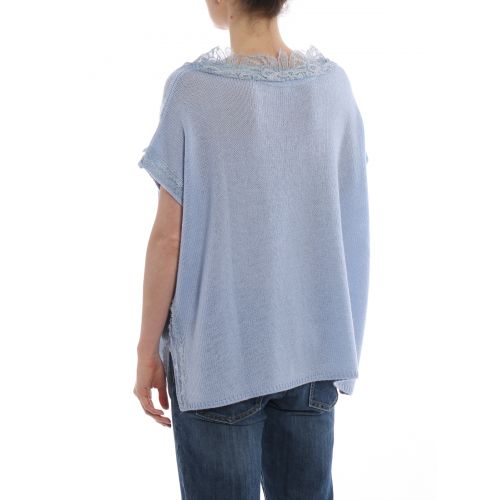  Ermanno Scervino Sky blue cashmere and lace sweater