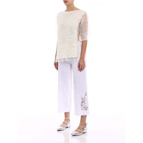  Ermanno Scervino Lace panelled cashmere sweater