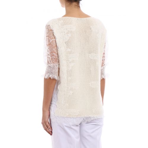  Ermanno Scervino Lace panelled cashmere sweater