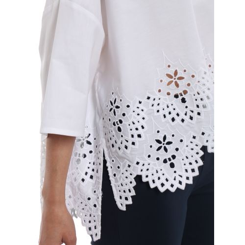  Ermanno Scervino Cotton and lace boxy blouse