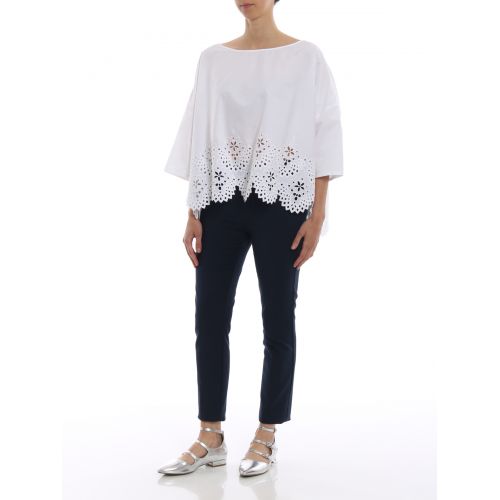  Ermanno Scervino Cotton and lace boxy blouse