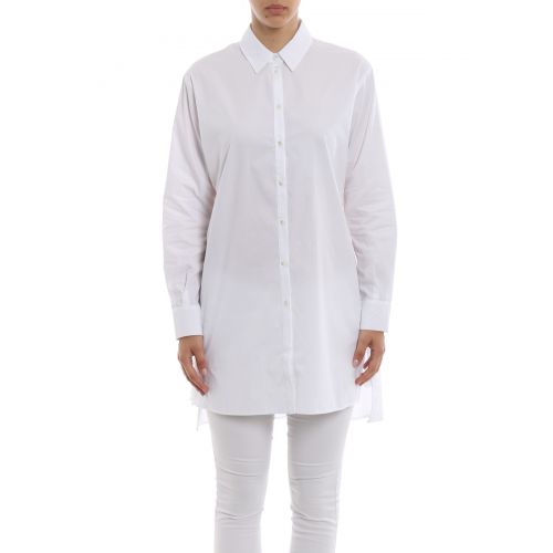  Ermanno Scervino Embroidered vent cotton blend shirt