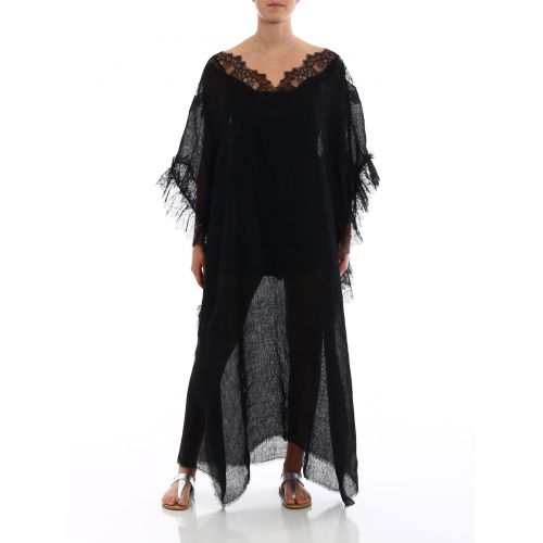  Ermanno Scervino Lace details linen maxi poncho