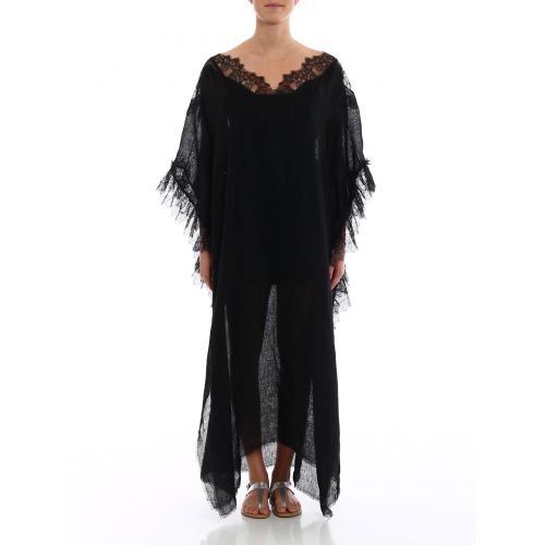  Ermanno Scervino Lace details linen maxi poncho