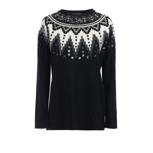  Ermanno Scervino Velvet applique sweater