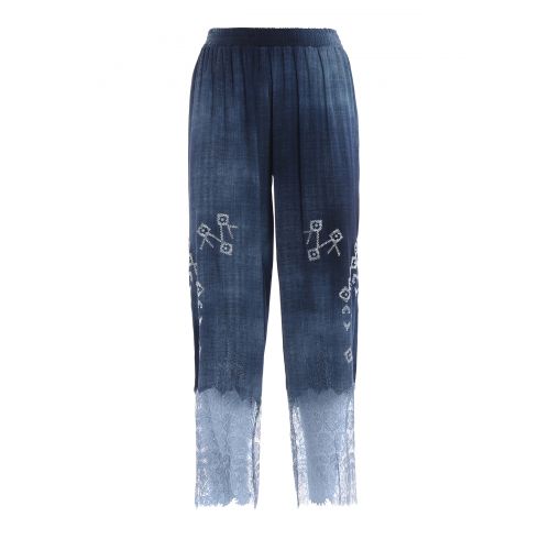  Ermanno Scervino Lace bottom embroidered trousers