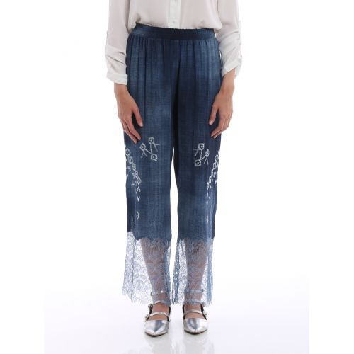  Ermanno Scervino Lace bottom embroidered trousers