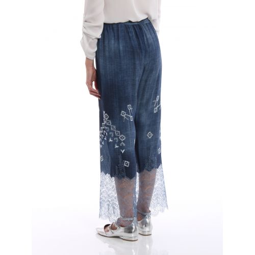  Ermanno Scervino Lace bottom embroidered trousers