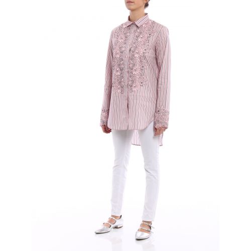  Ermanno Scervino Embroidered striped long shirt