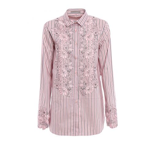  Ermanno Scervino Embroidered striped long shirt