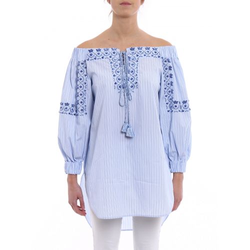  Ermanno Scervino Kaftan style striped short tunic