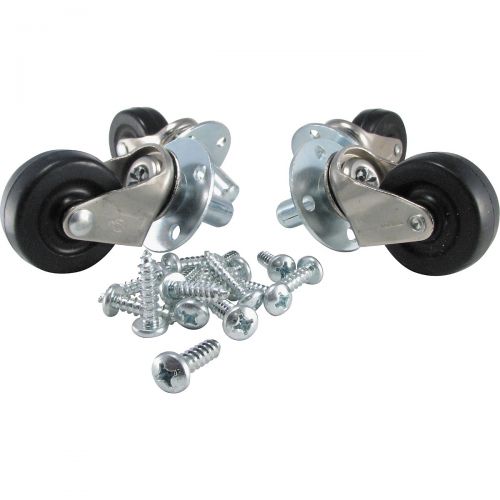  Ernie Ball},description:This is a set of 4 Ernie Ball pop-out, socket-mounted casters, measuring 2 in diameter with a 78 Rubberex wheel. Double ball bearing, split-level, nickel-p