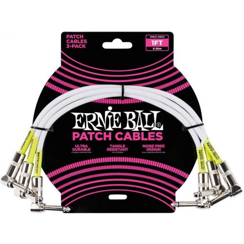  Ernie Ball Instrument Cable, White, 1 ft