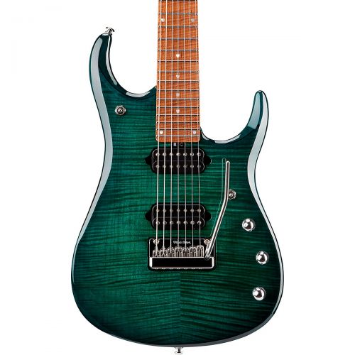  Ernie Ball Music Man},description:The JP15-7 7-string features a lightweight African mahogany body with a figured maple top. Roasted maple neck and fingerboard add just the right a