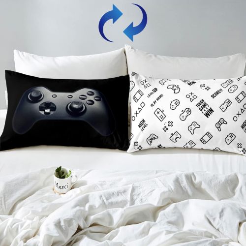  [아마존베스트]Erosebridal Teen Gamer Duvet Cover Set,Boys Gaming Gamepad Comforter Cover Vintage Videogame Controller Pattern Design,Decorative 2 Piece Bedding Set with 1 Pillow Sham,Twin Size,B