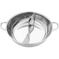 [아마존베스트]ershixiong Stainless steel hot pot with divider without lid for induction hob gas cooker hotpot pot