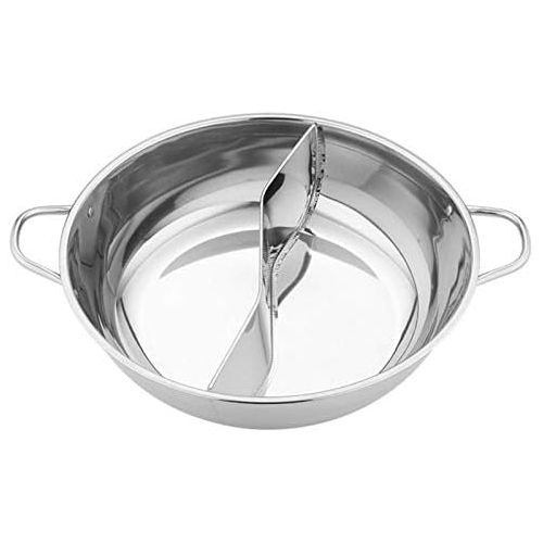  [아마존베스트]ershixiong Stainless steel hot pot with divider without lid for induction hob gas cooker hotpot pot