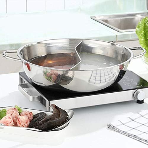  [아마존베스트]ershixiong Stainless steel hot pot with divider without lid for induction hob gas cooker hotpot pot