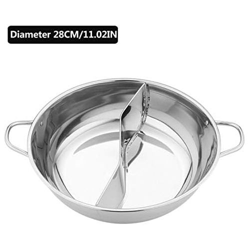  [아마존베스트]ershixiong Stainless steel hot pot with divider without lid for induction hob gas cooker hotpot pot