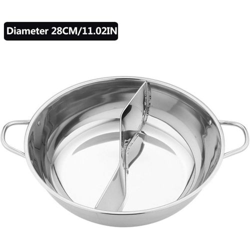  [아마존베스트]ershixiong Stainless steel hot pot with divider without lid for induction hob gas cooker hotpot pot