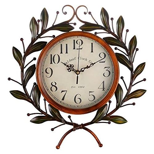  Olive Branch Vintage Clock, Eruner European Large Decorative Wall Art Non-ticking Quartz Clock Unique for Family Living Room